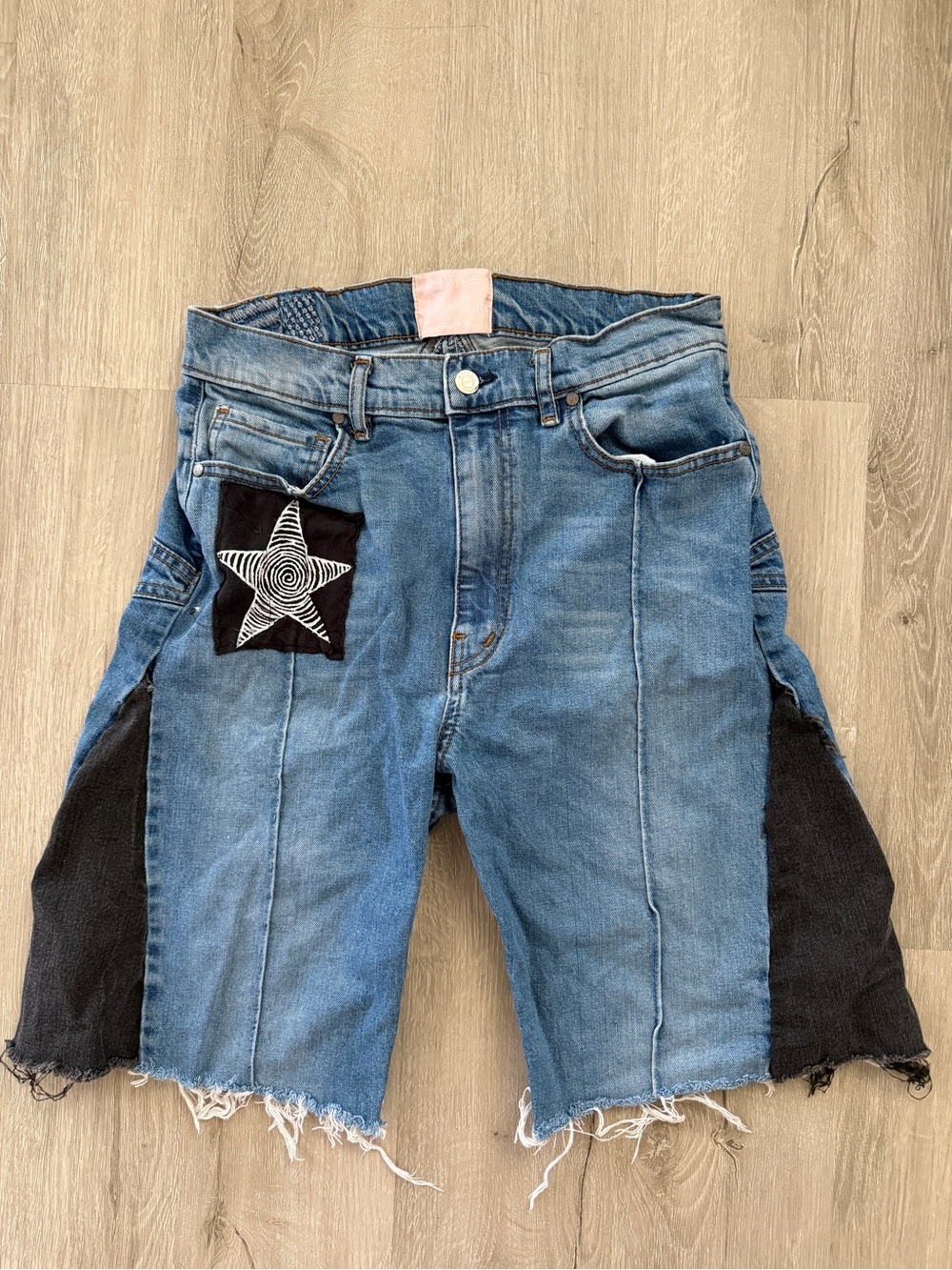 Revice Star Butt Patch Work Cutoff Bermuda Jean Shorts 32 Grunge Skater